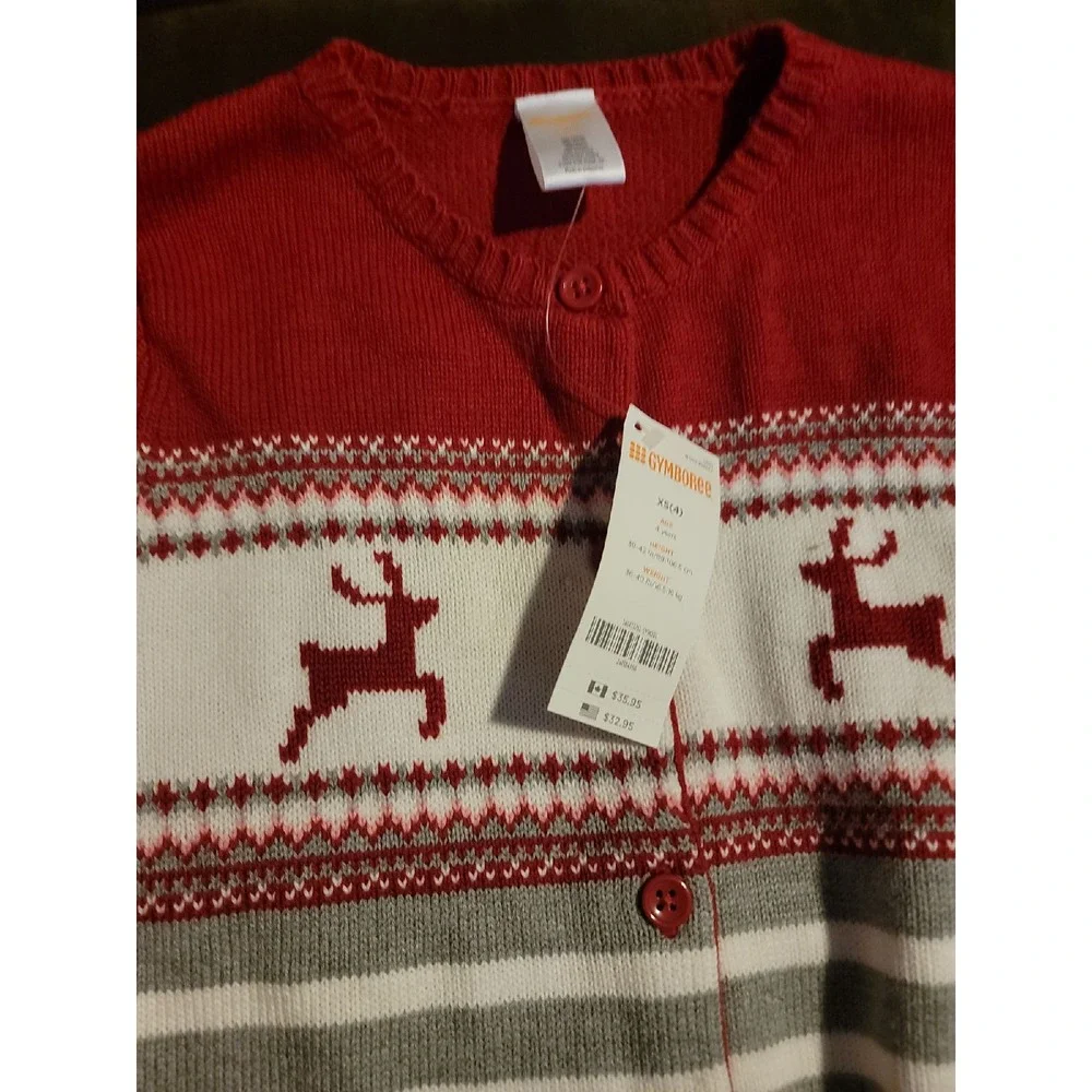 Gymboree outlet reindeer red sweater size XS‎ 4 nwt